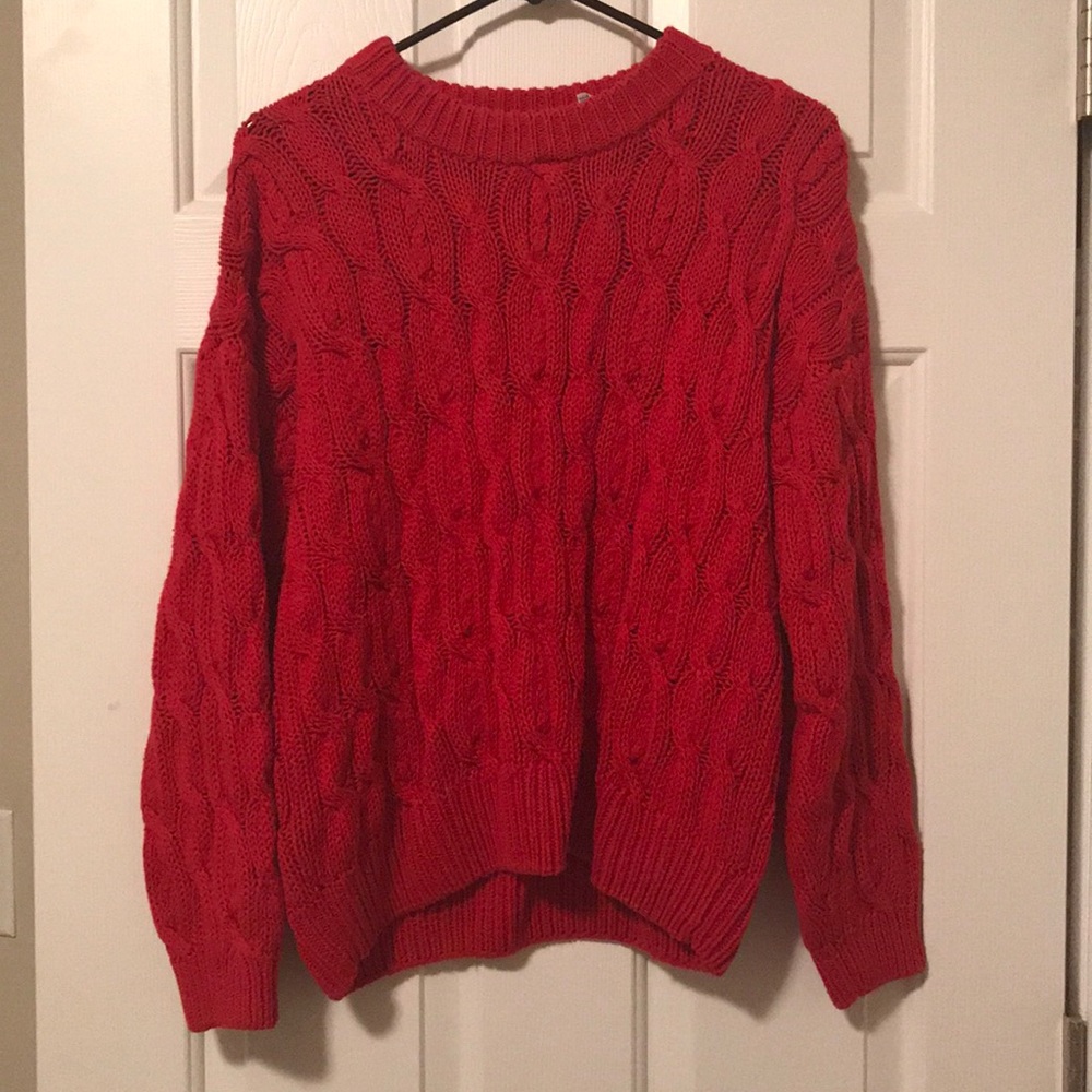 Thick red sweater